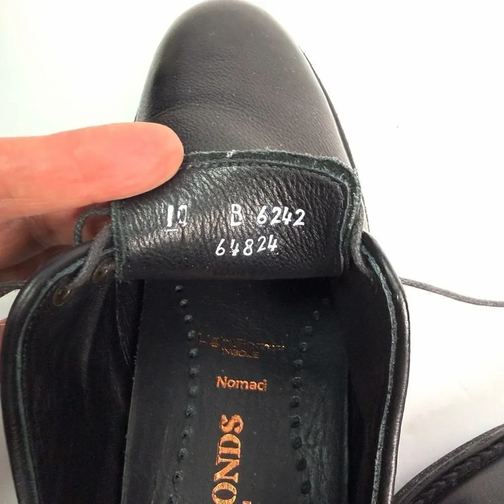 Allen Edmonds Nomad Derby Shoes Black Pebbled Leather Lace Up Plain Toe size 10B
